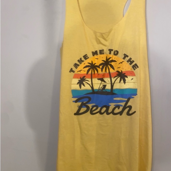 Golden Yellow Take me to the beach racer back tank top - Picture 8 of 9